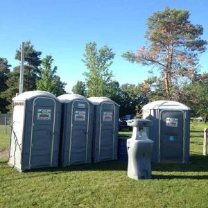 Portapotties, handwashing station and a wheelchair accessible portable toilet